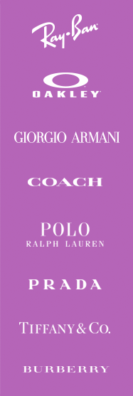 Popular eyewear including ray-ban and dolce & gabbana