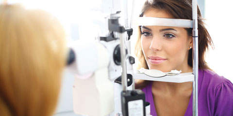 female getting an eye exam